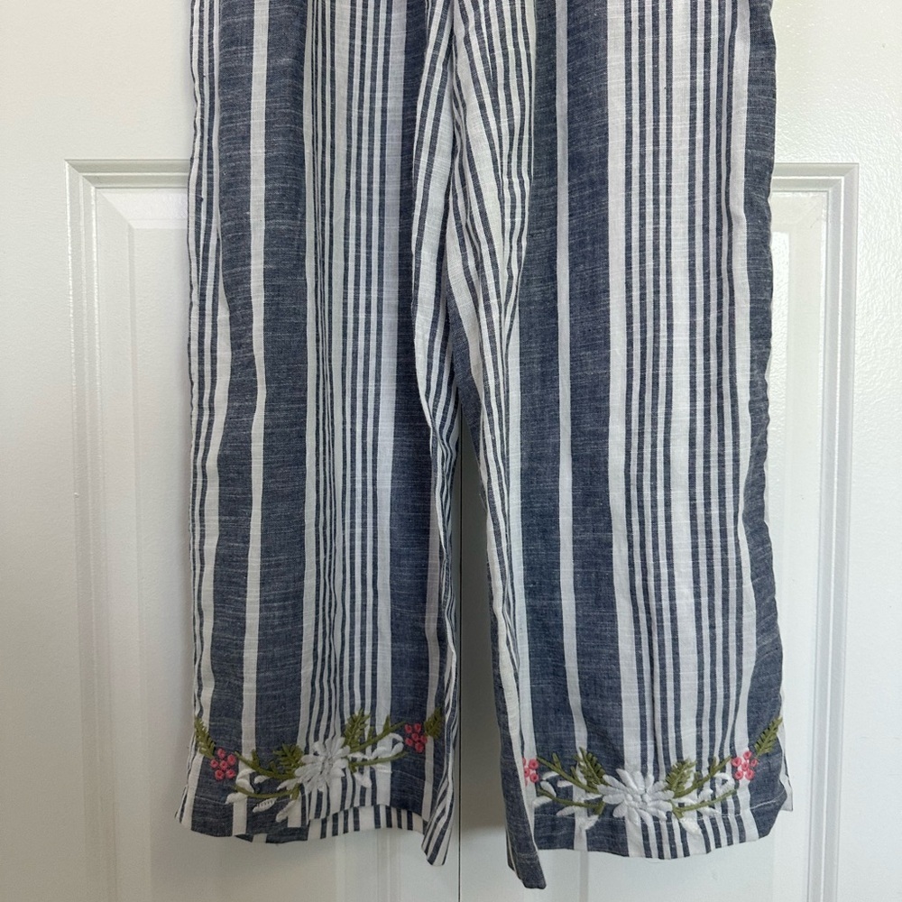 Kareena’s Striped Embroidered Tassel 100% Cotton Jumpsuit Size Large - Picture 6 of 7